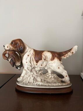 Vintage Brown and White Hunting Dog Figurine by M TAKAI